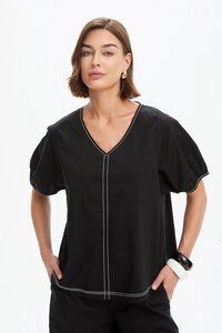 Tirelli Bishop Sleeve Contrast Top