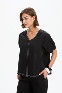 Tirelli Bishop Sleeve Contrast Top