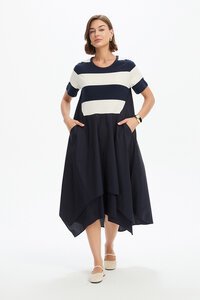 Tirelli Stripe Hanky Hem Combi Dress