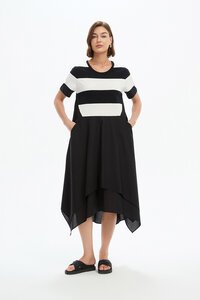 Tirelli Stripe Hanky Hem Combi Dress