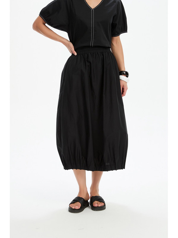 Tirelli Pintuck Hem Poplin Skirt