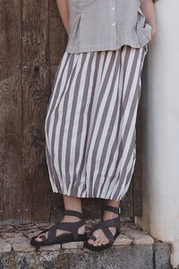 Tirelli Pintuck Hem Stripe Skirt