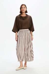 Tirelli Pintuck Hem Stripe Skirt