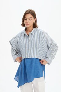 Tirelli Wide Crop Stripe Overshirt
