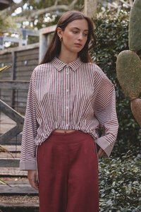 Tirelli Wide Crop Stripe Overshirt