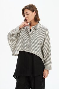 Tirelli Wide Crop Stripe Overshirt
