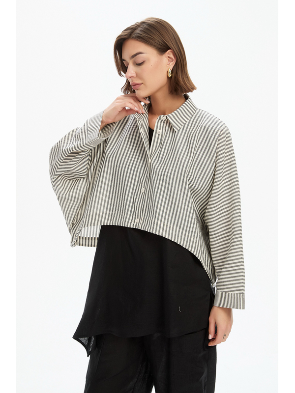 Tirelli Wide Crop Stripe Overshirt