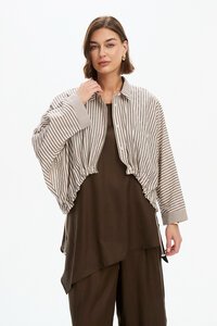 Tirelli Wide Crop Stripe Overshirt