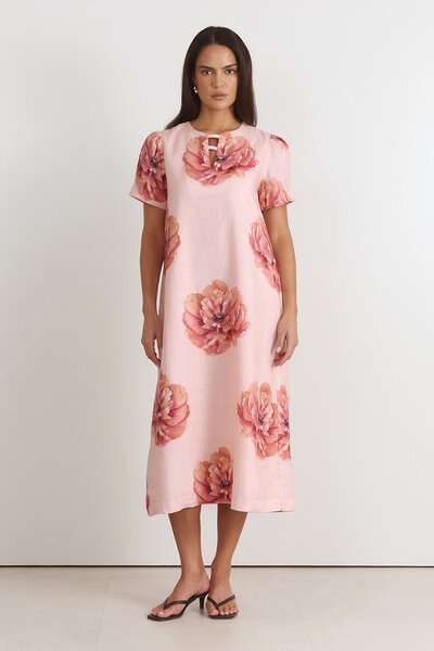 Adorne Portia Midi Linen Dress-shop-by-label-Hello Cyril.