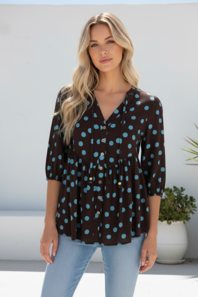 Miracle Polka Dot Button Blouse-hc-new-Hello Cyril.