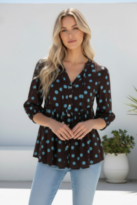 Miracle Polka Dot Button Blouse