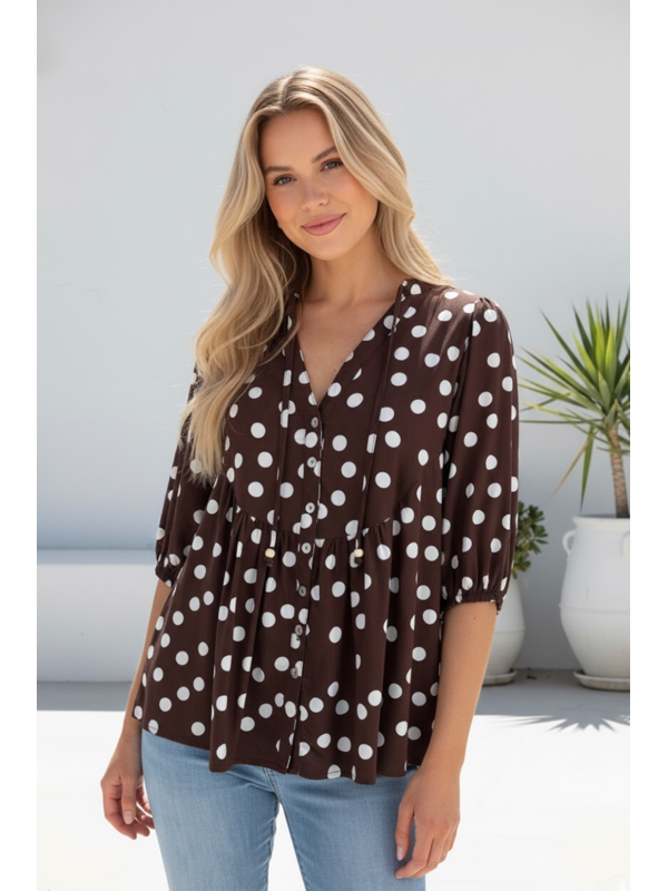 Miracle Polka Dot Button Blouse