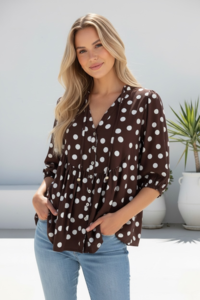 Miracle Polka Dot Button Blouse
