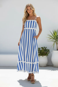Miracle Shoestring Stripe Maxi Dress