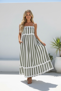 Miracle Shoestring Stripe Maxi Dress