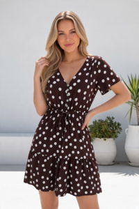 Miracle Polka Dot Drawstring Dress