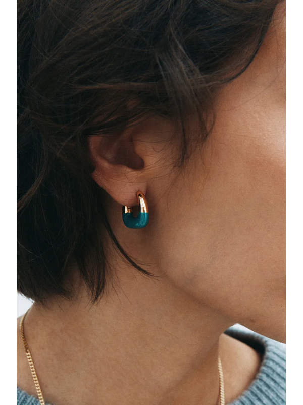 Edblad Lore Large Green Gold Hoops Earrings