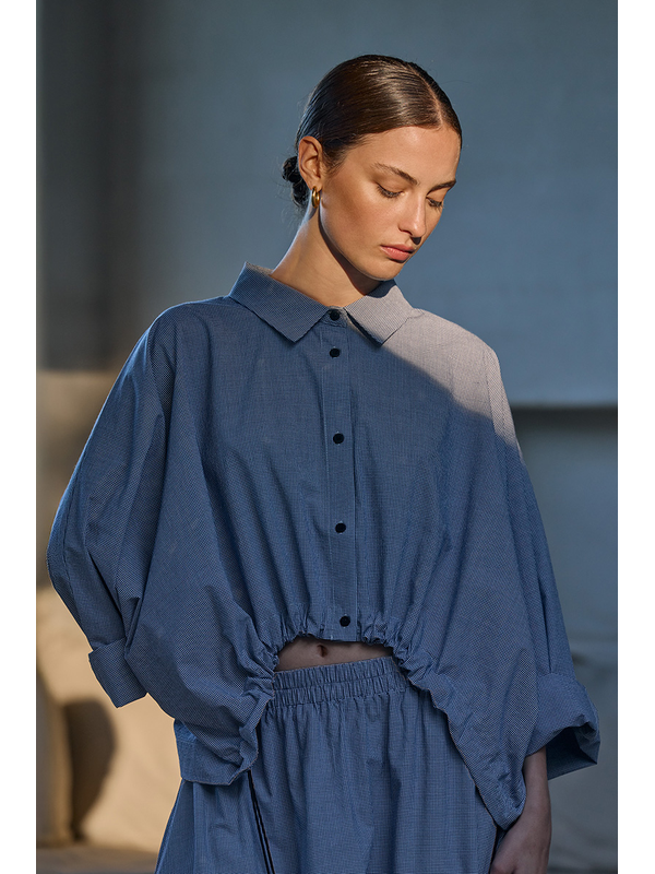 Tirelli Wide Crop Gingham Overshirt