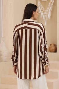 Iris Maxi Cocoa Stripe Shirt