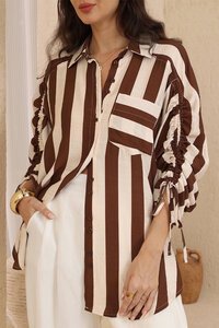 Iris Maxi Cocoa Stripe Shirt