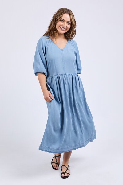 Elm Sawyer Chambray Dress-shop-by-label-Hello Cyril.