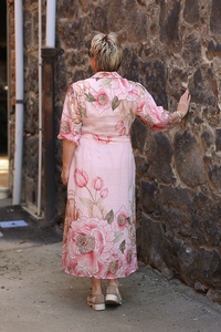 La Strada Floral Puff Sleeve Shirt Dress