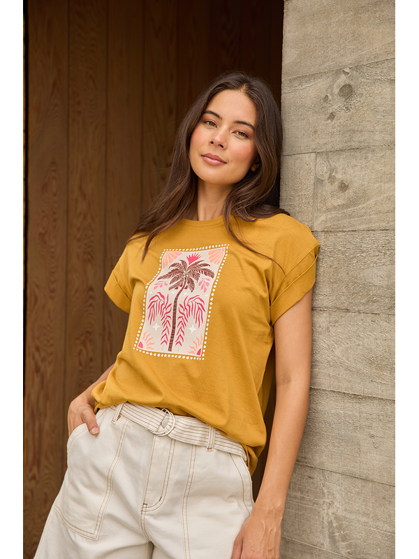 Stella + Gemma Cuff Tee Palm Tile
